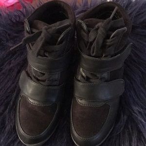 Black sneaker wedges